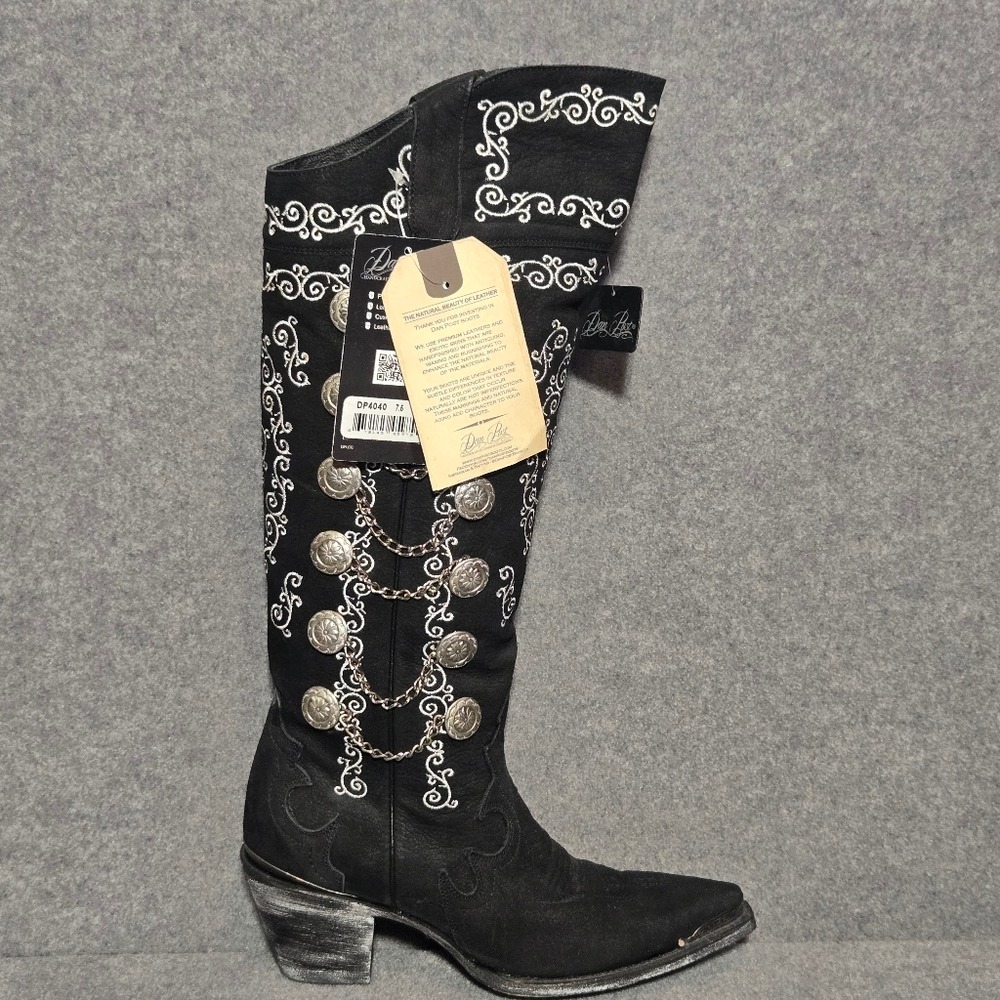 Dan Post Chain Reaction Black and White Leather Boots size 7.5 - Picture 3 of 15